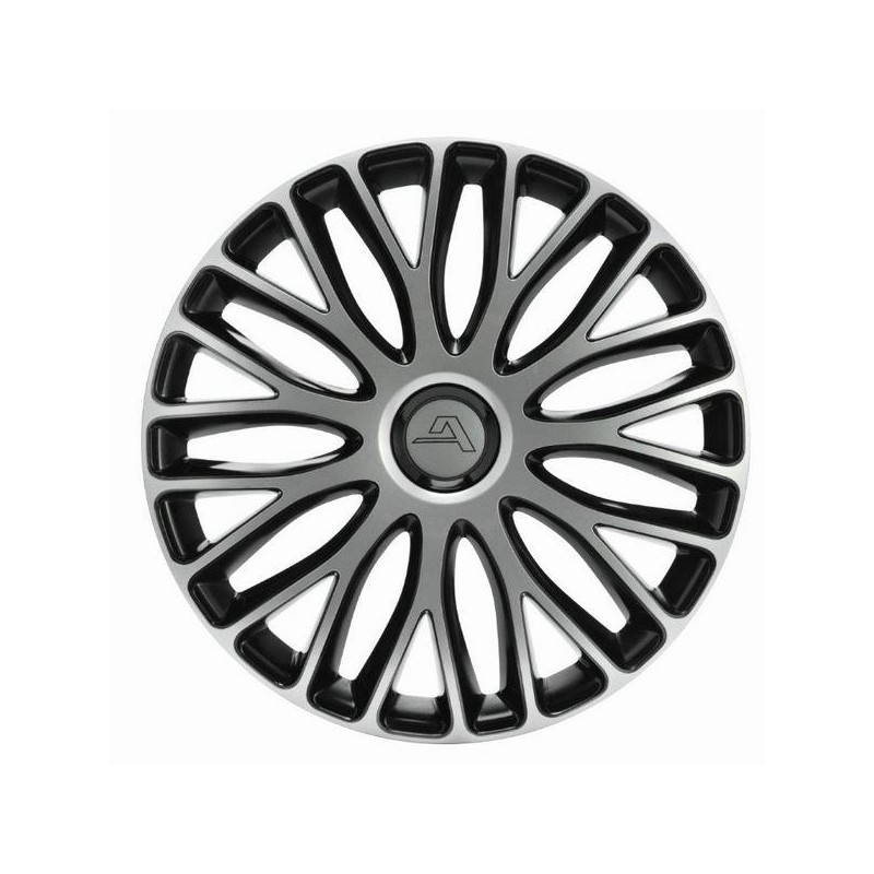 Enjoliveur 13 pouces noir argent bicolore MILAN - pack 4 enjoliveurs