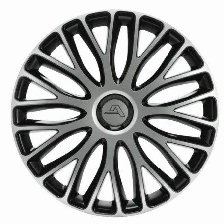 Enjoliveur 15 pouces noir argent bicolore MILAN - pack 4 enjoliveurs