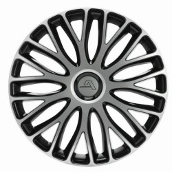 Enjoliveur 16 pouces noir argent bicolore MILAN - pack 4 enjoliveurs