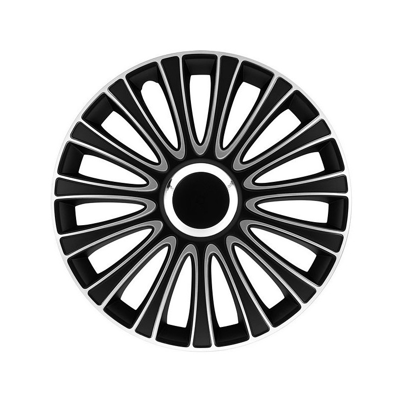 Lot de 4 enjoliveurs de roues 14 pouces LE MANS noir argent