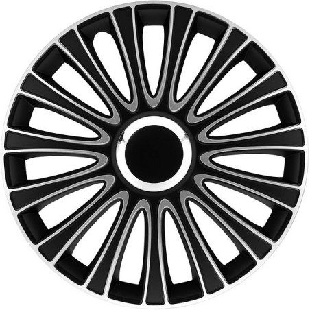 Lot de 4 enjoliveurs de roues 14 pouces LE MANS noir argent