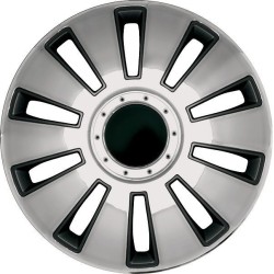 Enjoliveur 16 pouces noir et argent SILVERSTONE - pack 4 enjoliveurs