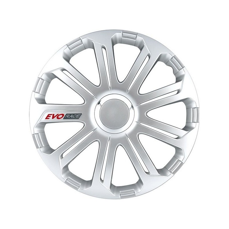 Enjoliveur 16 pouces argent EVO RACE - pack 4 enjoliveurs