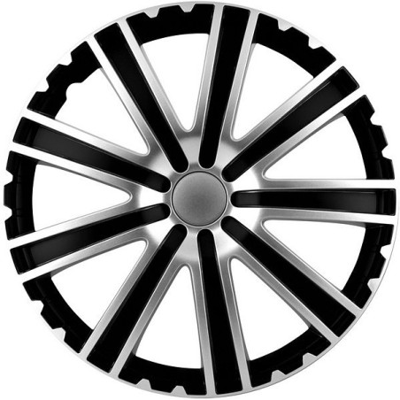 Enjoliveur 14 pouces noir et argent RACING TORO - pack 4 enjoliveurs