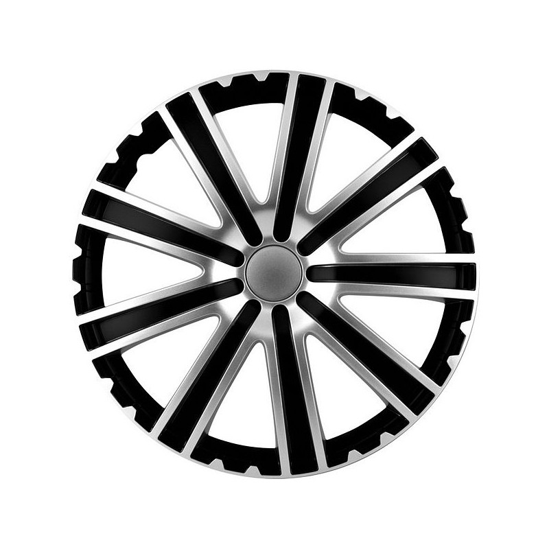 Enjoliveur 16 pouces noir et argent RACING TORO - pack 4 enjoliveurs