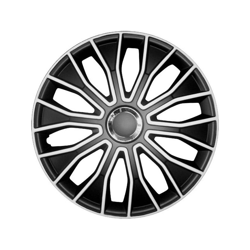 Enjoliveur 14 pouces noir et blanc VOLTEC - pack 4 enjoliveurs