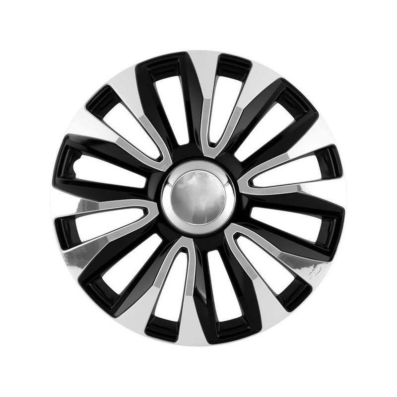 Enjoliveur 14 pouces noir et chrome AVALON - pack 4 enjoliveurs