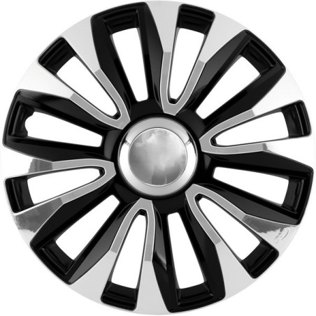 Enjoliveur 14 pouces noir et chrome AVALON - pack 4 enjoliveurs