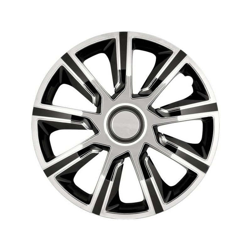 Enjoliveur 15 pouces noir et chrome VERON - pack 4 enjoliveurs