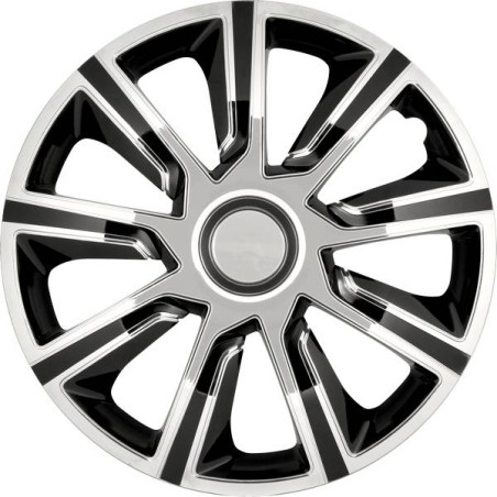 Enjoliveur 16 pouces noir et chrome VERON - pack 4 enjoliveurs